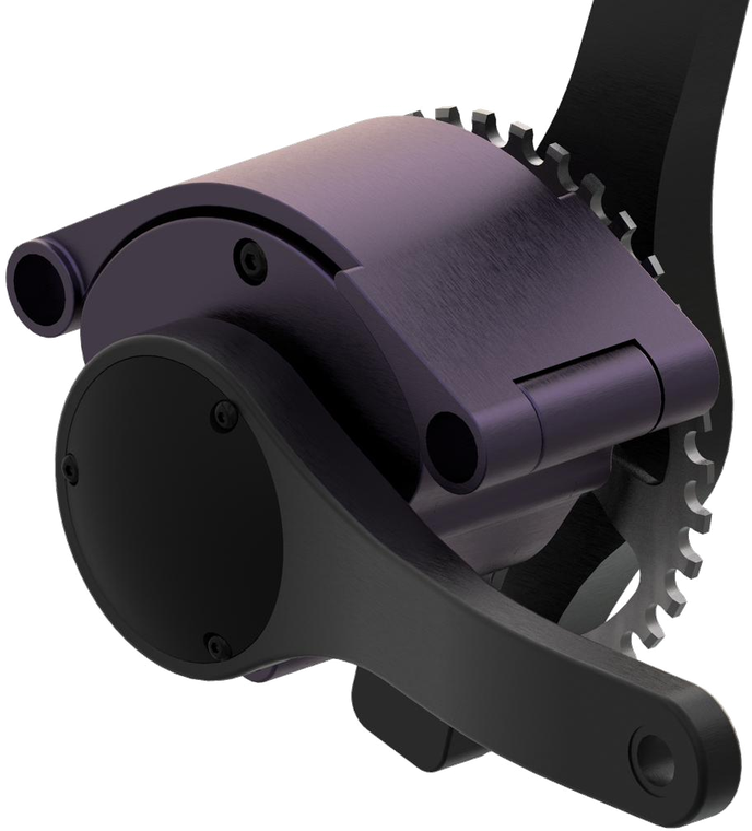 MOVJA motion system render, three-quarter detail view